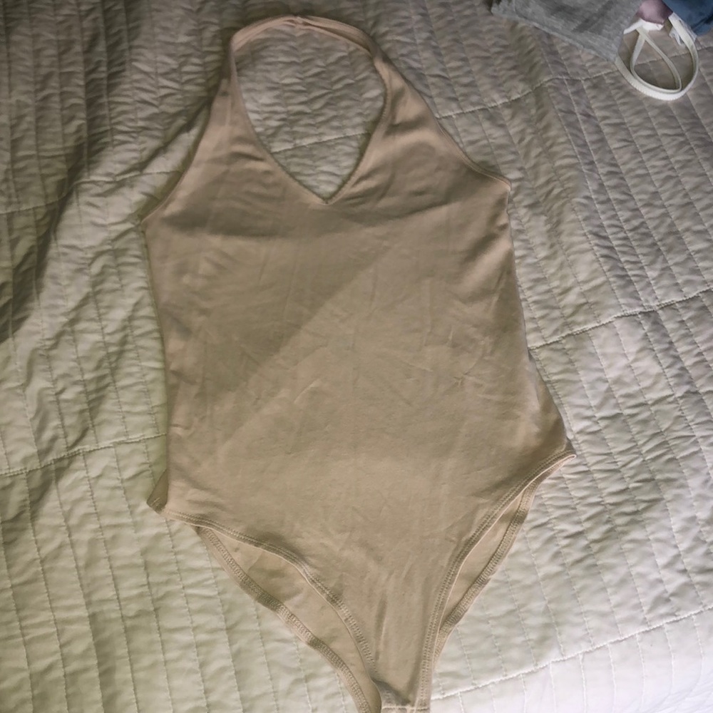 Halter nude bodysuit